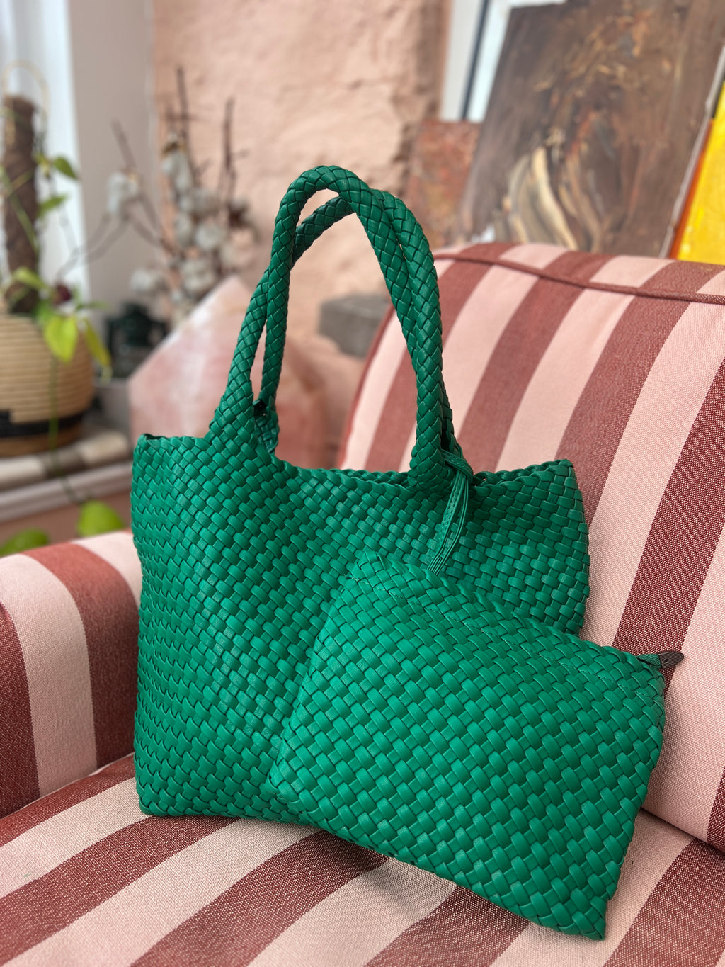 Barcelona Braided Tote | Emerald