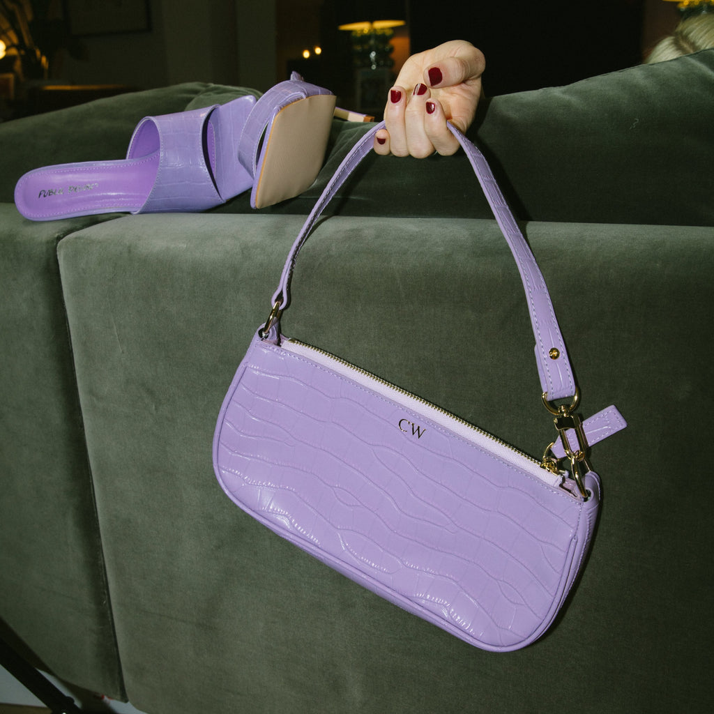 Paris'  Leather Pochette Bag | Lilac