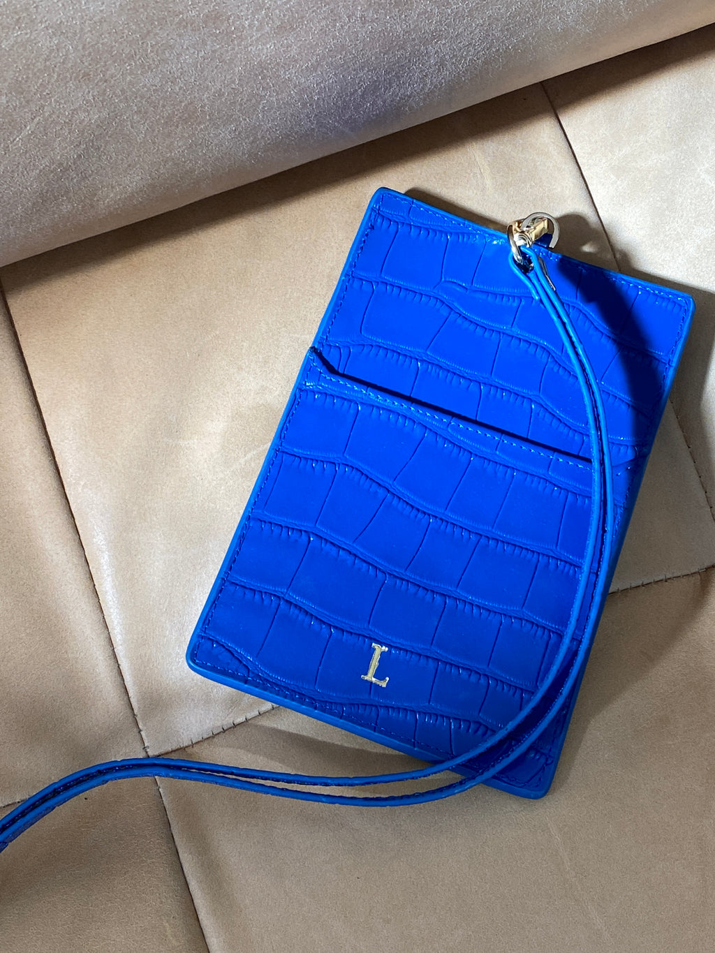 Blue  Leather Le Cou Phone Pouch