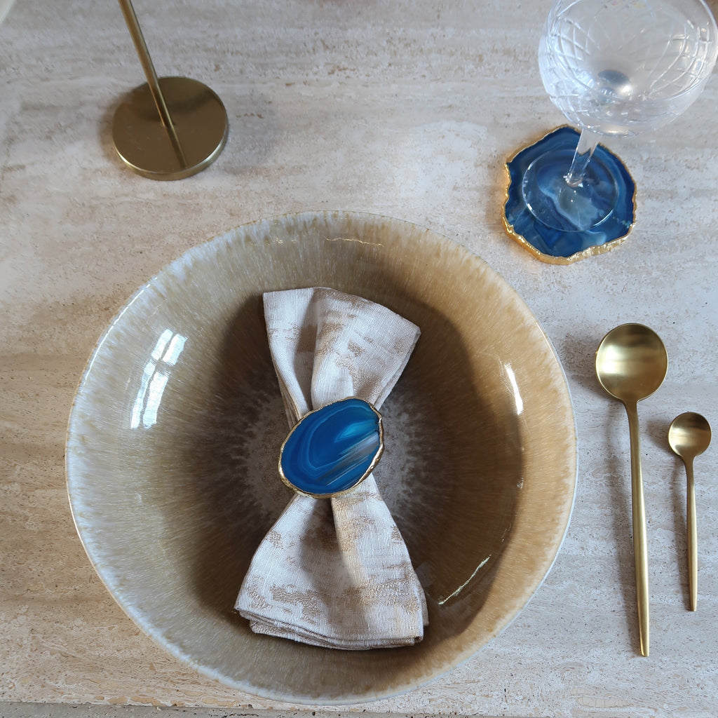 Blue Agate Crystal Napkin Ring