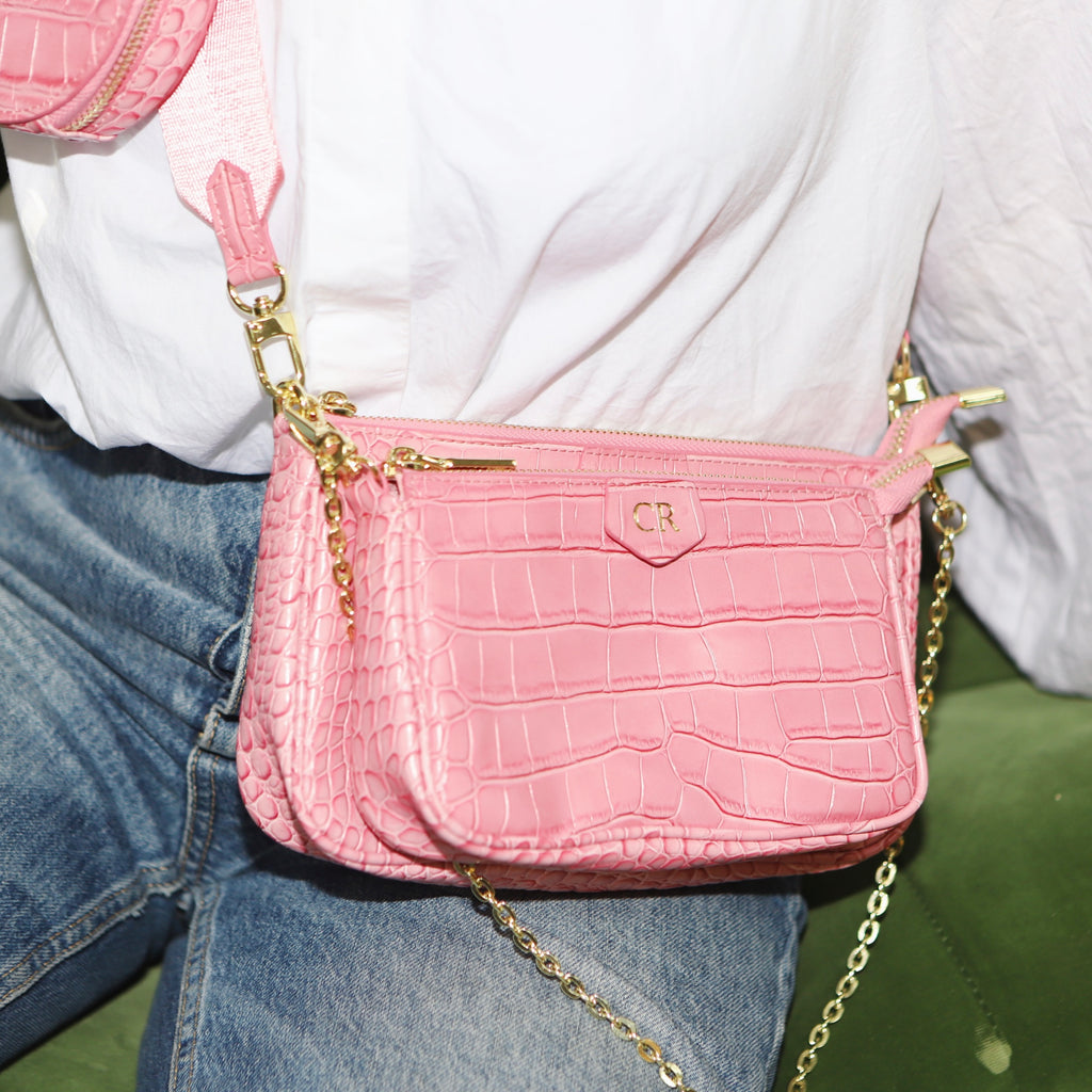 Trento  Leather Crossbody Bag | Pink
