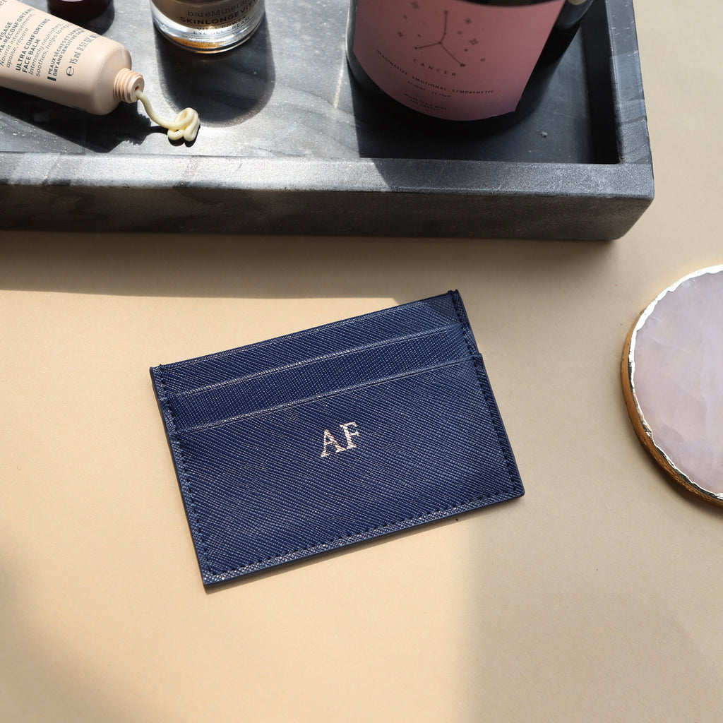 Navy Saffiano Leather Cardholder