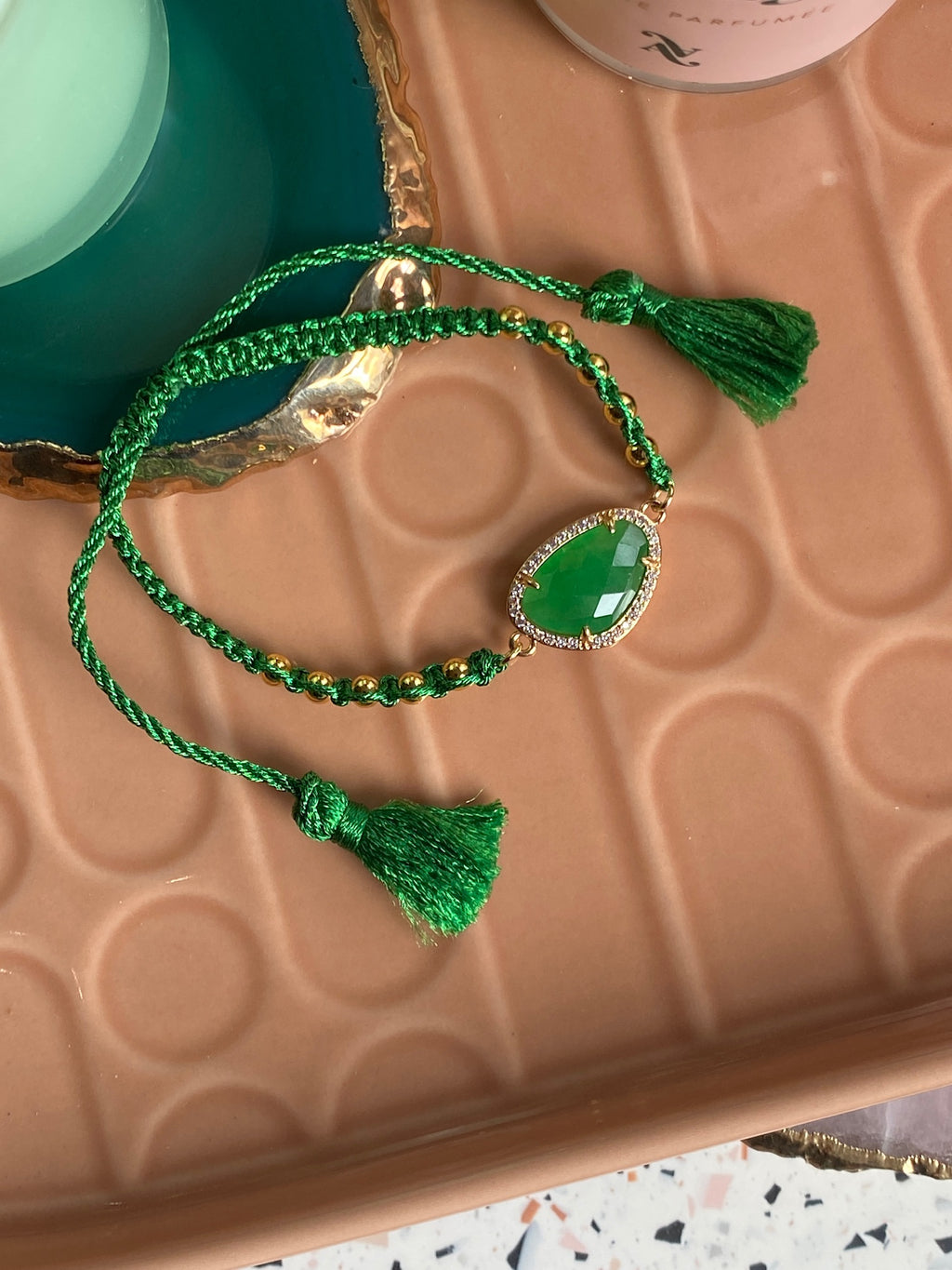 Green Crystal Friendship Bracelet