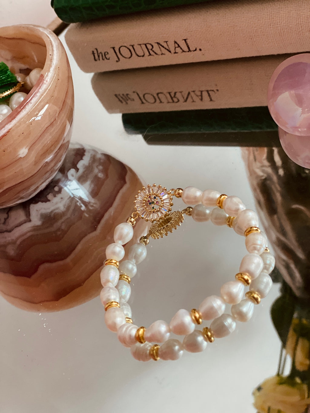 Mykonos Pearl Initial Bracelet - R