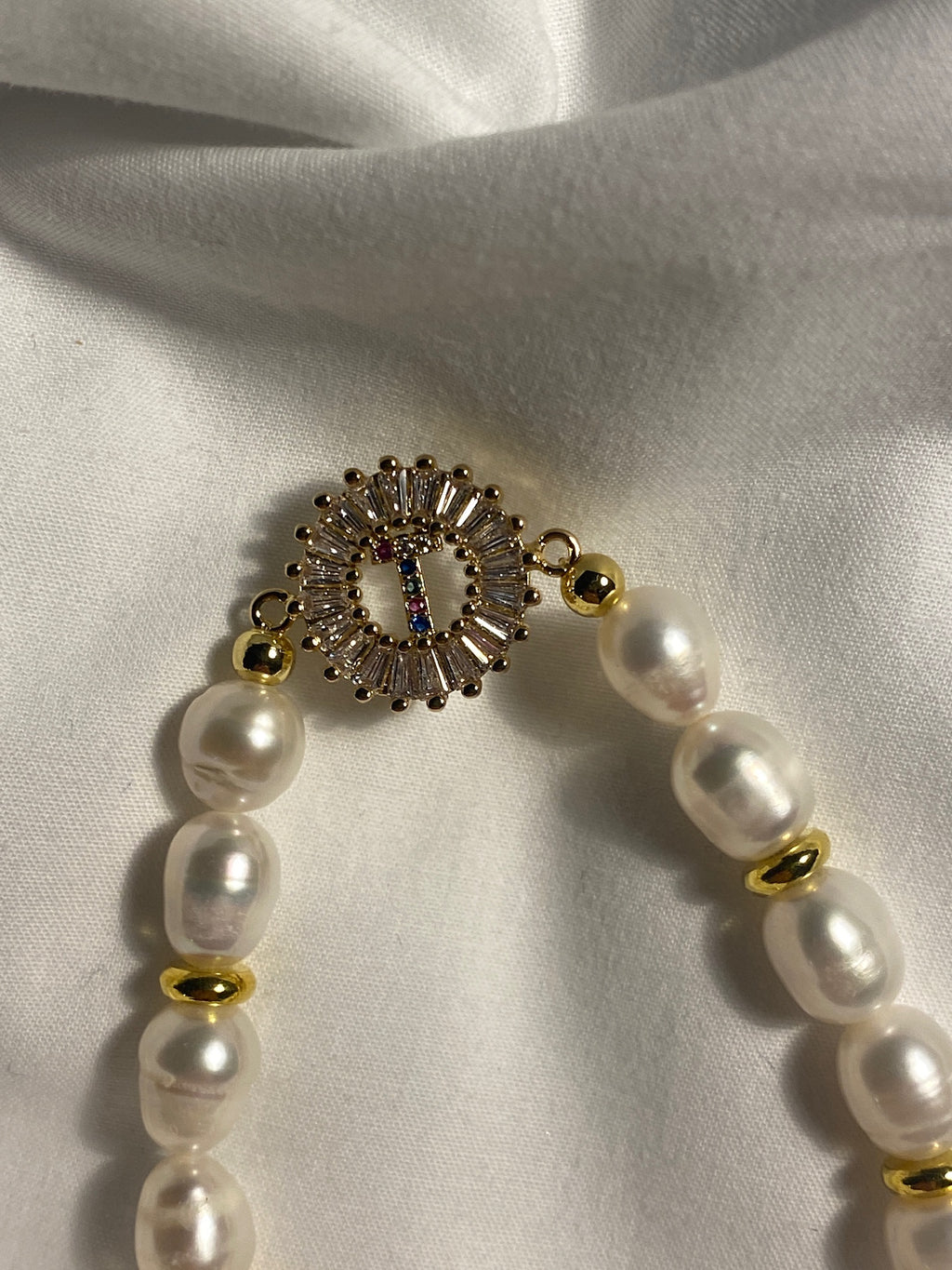 Mykonos Pearl Initial Bracelet - T