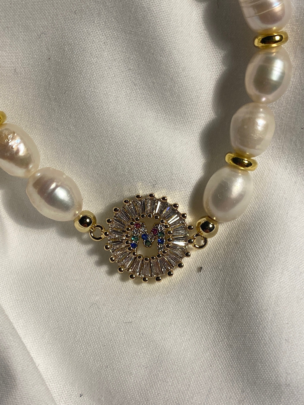 Mykonos Pearl Initial Bracelet - M